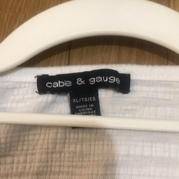 Cable & Gauge Blouse, White, Decorative Neckline, Size XL Pit to Pit 20” - Picture 3 of 6